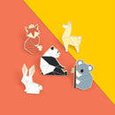 Origami Animal Brooch Cute Fox Panda Koala Enamel Pin Brooches Lapel Pin Badges