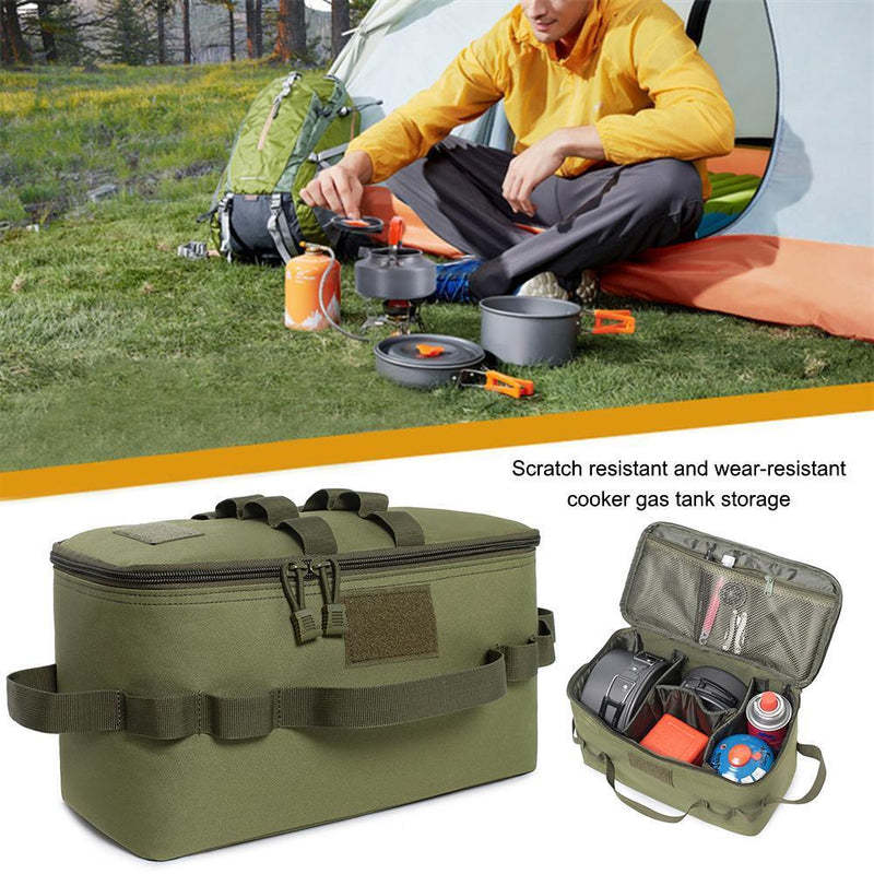 Camping Gas Tank Storage Bag Outdoor Cookware Pot Pan Holder (Army Green)