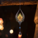 Metal Iron Art Solar Powered Flame LED Lights Hanging Wind Chimes Windows Decor
