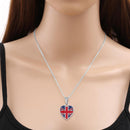 Heart-shape Necklace & Earrings Set Union Jack Jubilee Pendants Birthday V5G8