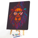 Painting By Numbers Kit DIY Glasses Lion Hand Painted Canvas Oil Art Picture