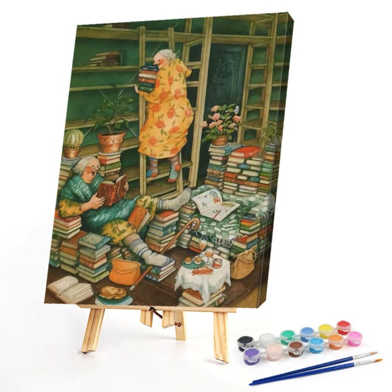 Oil Paint By Numbers Painting Kit Old Lady Friend 40x50cm No Frame (140581)