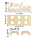 Rooster Rabbit Pattern Easter Egg Holder Shelves Wooden Happy Easter Stand Rack