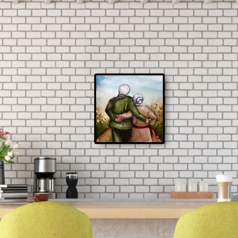Back View of Old Couple Oil Paint By Numbers Kits DIY Wall Art Craft Gifts