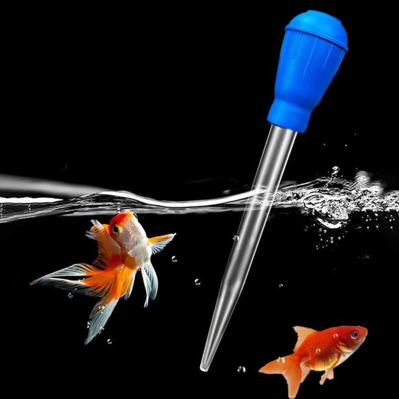 Manual Fish Tank Aquarium Feed Water Changer Mini Suction Pipe Tool (Blue)