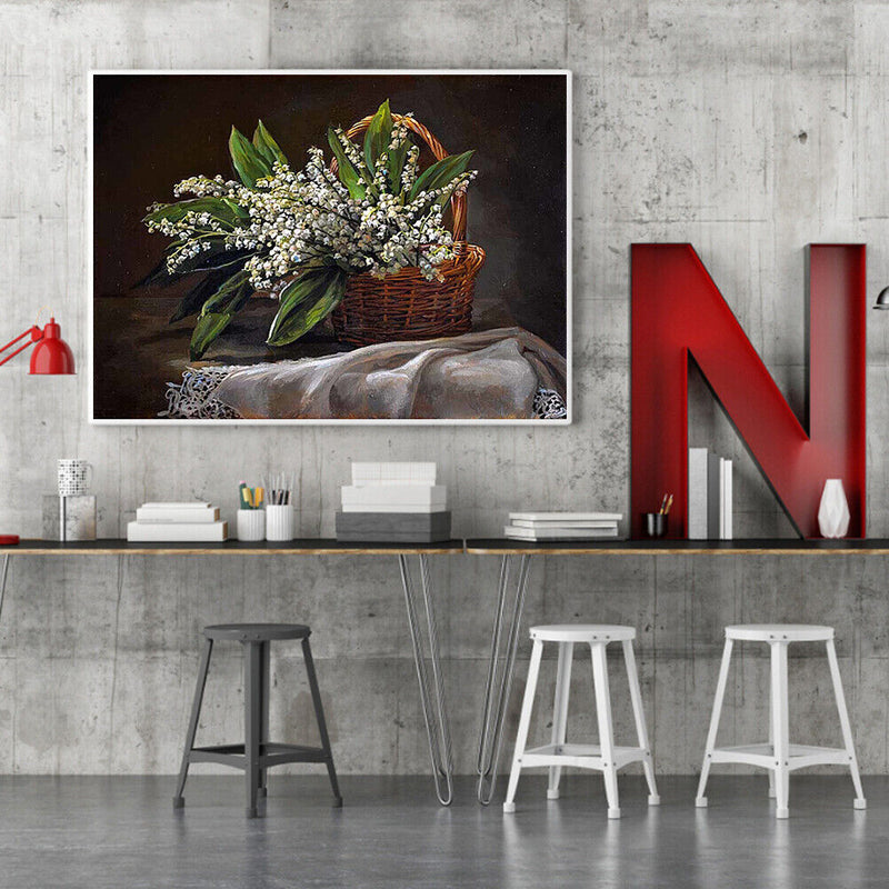 Frameless Oil Paint By Numbers Flowers DIY Canvas Picture Craft for Home