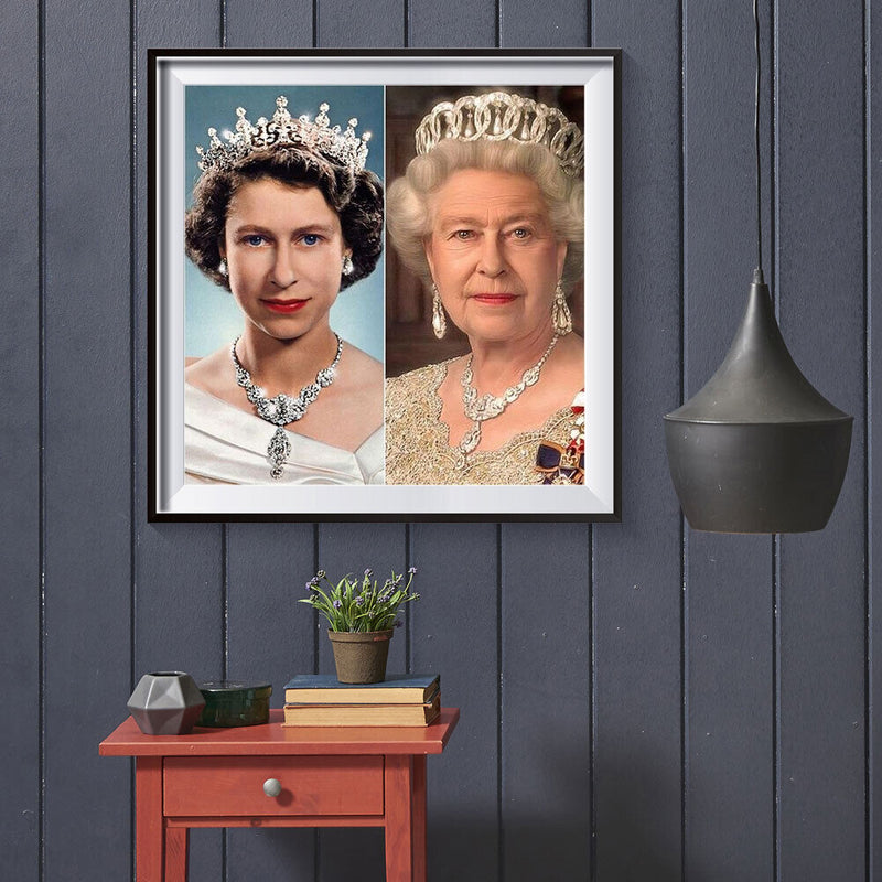#A The Queen of England 5D DIY Diamond Painting Kits Full Round Drill Wall Decor
