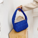Women Space Padded Nylon Top-handle Bag Zipper Underarm Bag (Blue)