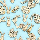 Wooden DIY Craft Eggs Easter Decorations Wood Chips Wood Slice Easter Rabbit