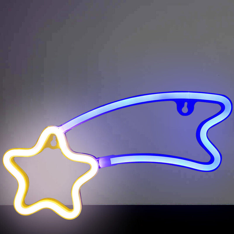 LED USB Meteor Neon Signs Light Wall Hanging Night Lamp (Warm White Blue) Newly