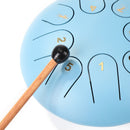 Ethereal 6 inch Steel Tongue Hand Pan Drum Tank 8 Tones with Mallets (Blue)