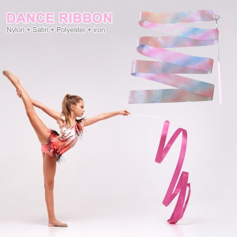 Gym Ribbons 4 Meters Gymnastics Ballet Streamer Twirling Rod Stick Flashing Star
