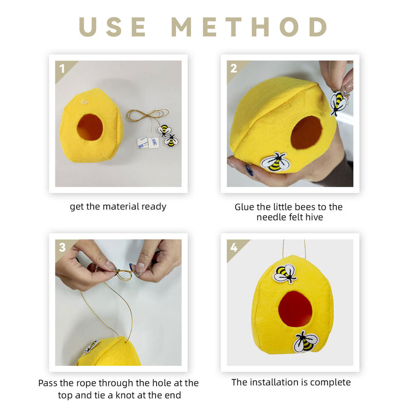 DIY Felt Beehive Kit Hanging Bee Hive Cute House for Bee Outdoor (2 Pack)