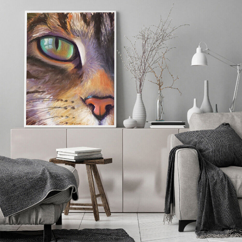 DIY Oil Paint by Numbers Cat Animal Hand Painted Acrylic Painting Home Decor