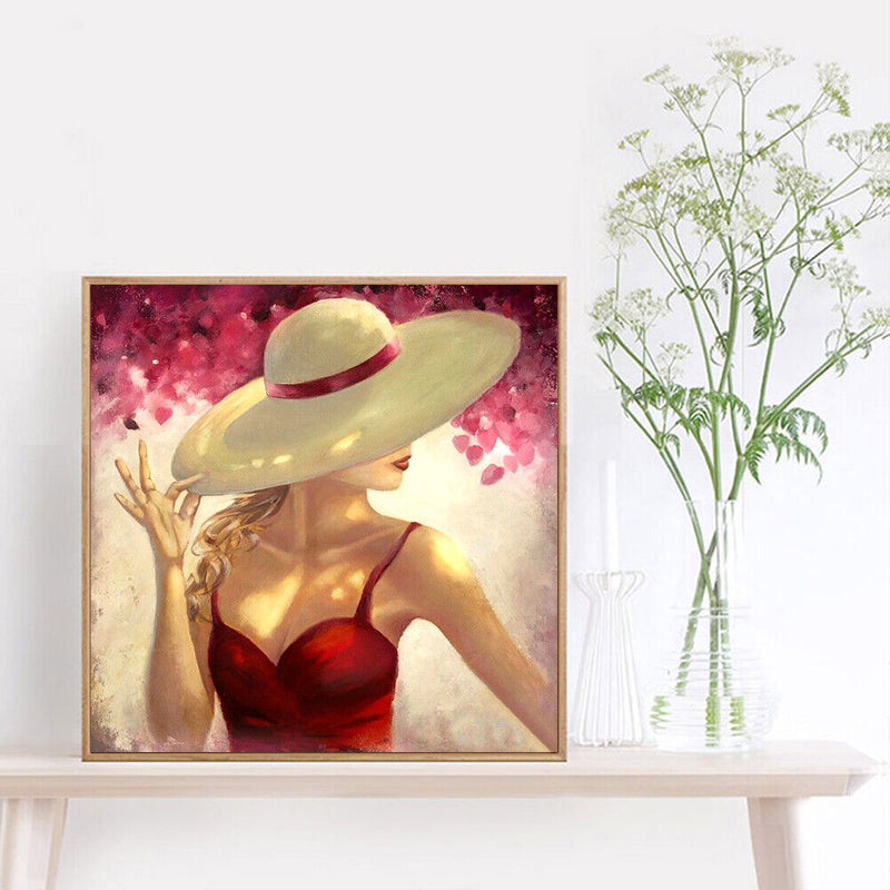 5D DIY Full Round Diamond Painting Modern Girl Mosaic Picture Kit Wall Art Craft