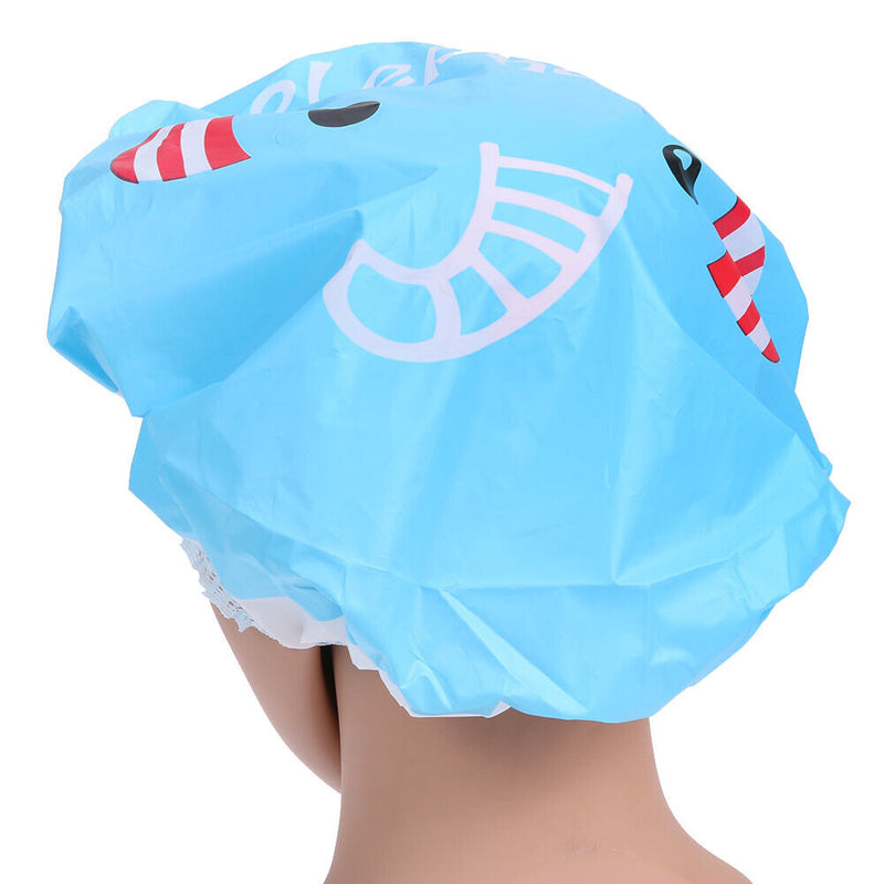 4pcs/Set Cute Cartoon Waterproof PVC Bath Shower Bath Salon Hair Cap Ti
