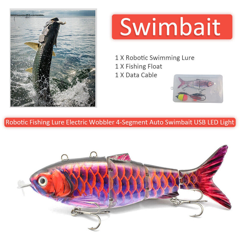 Robotic Fishing Lure Electric Wobbler 4-Segment Auto Swimbait USB (BL-2023)