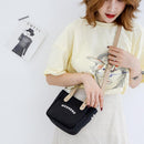 Letter Print Shoulder Satchel Handbags Canvas Women Crossbody Bags (Black)