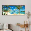 3pcs Summer Beach Oil Paint By Numbers Kits DIY Handpainted Home Decoration Gift