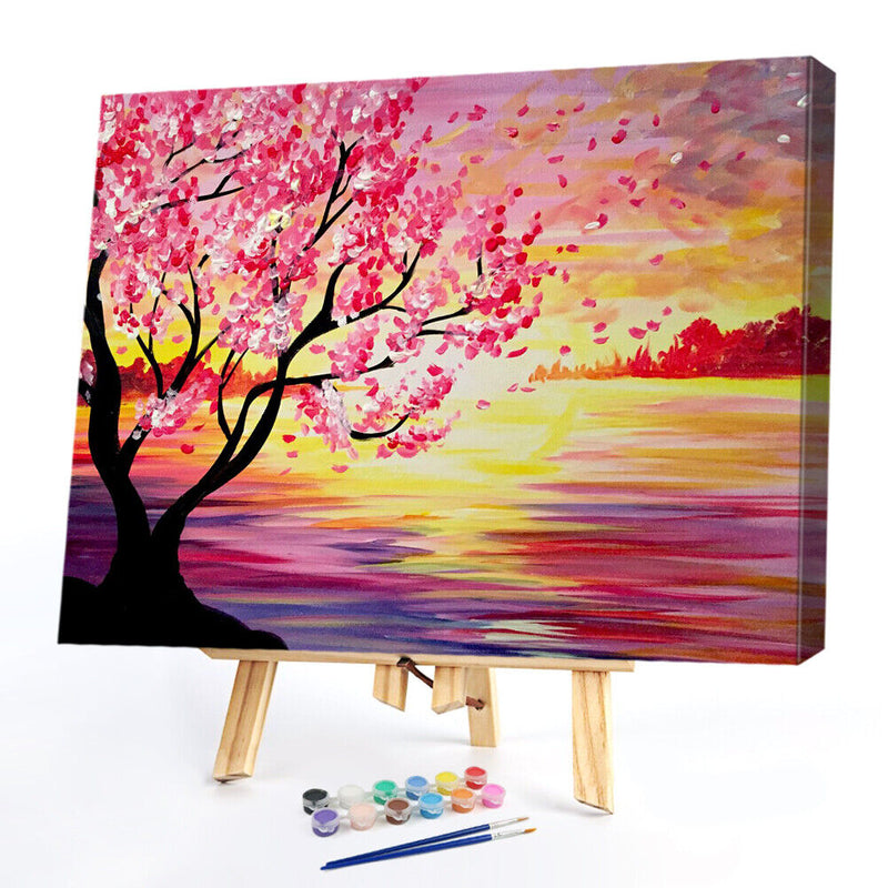 50x40cm Oil Paint By Numbers Sunset Sea Frameless Picture Craft Home Decor Kit