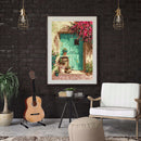 Unframed Flowers in Front of the Door Oil Painting Picture By Numbers Craft