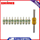 10pcs R134a Car A/C Valve Cores Air Conditioning Valve Cores Green + Tool