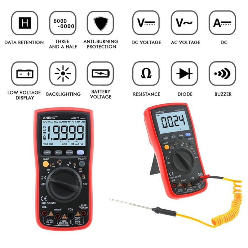 ANENG AN870 19999 COUNTS True-RMS Auto Range Digital Multimeter Newly