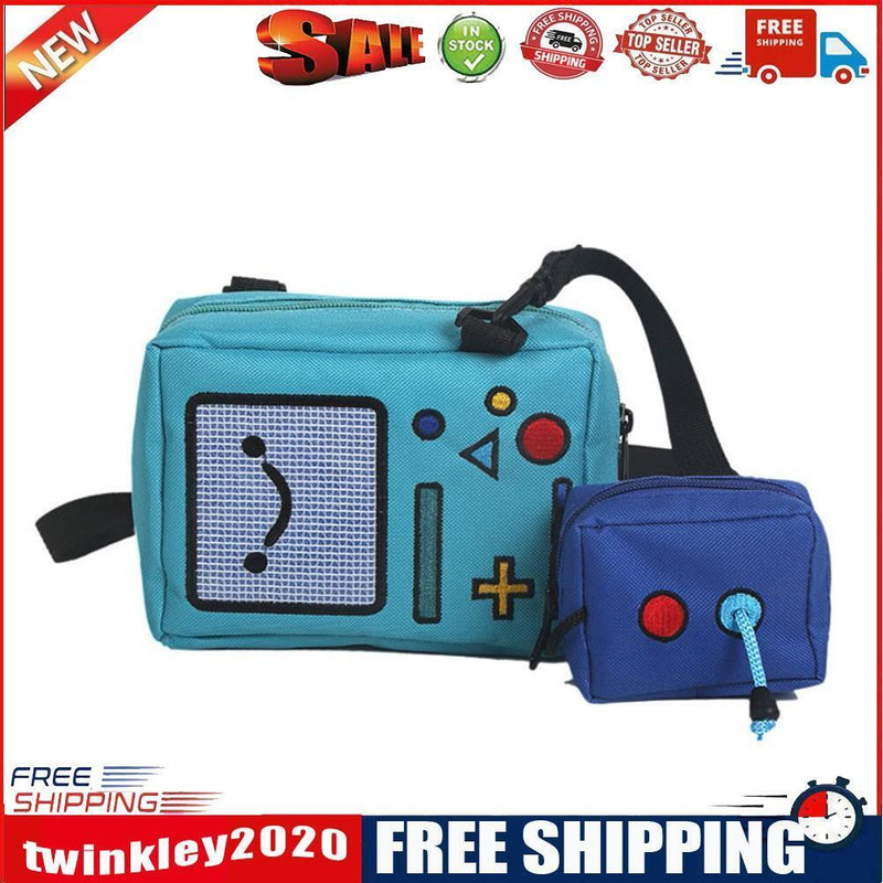Fashion Women Mini Shoulder Bag Canvas Cartoon Robot Crossbody Bags Purse