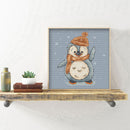 Full Embroidery Penguin 3-Beach 11CT Printed Cross Stitch Cotton Kit for Home