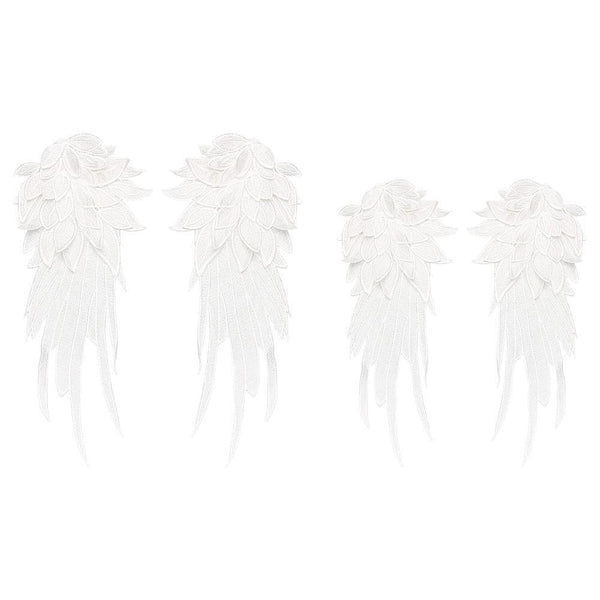 DIY Crafts White Embroidery Sewing Flower Collar Patch Angel Wing Applique