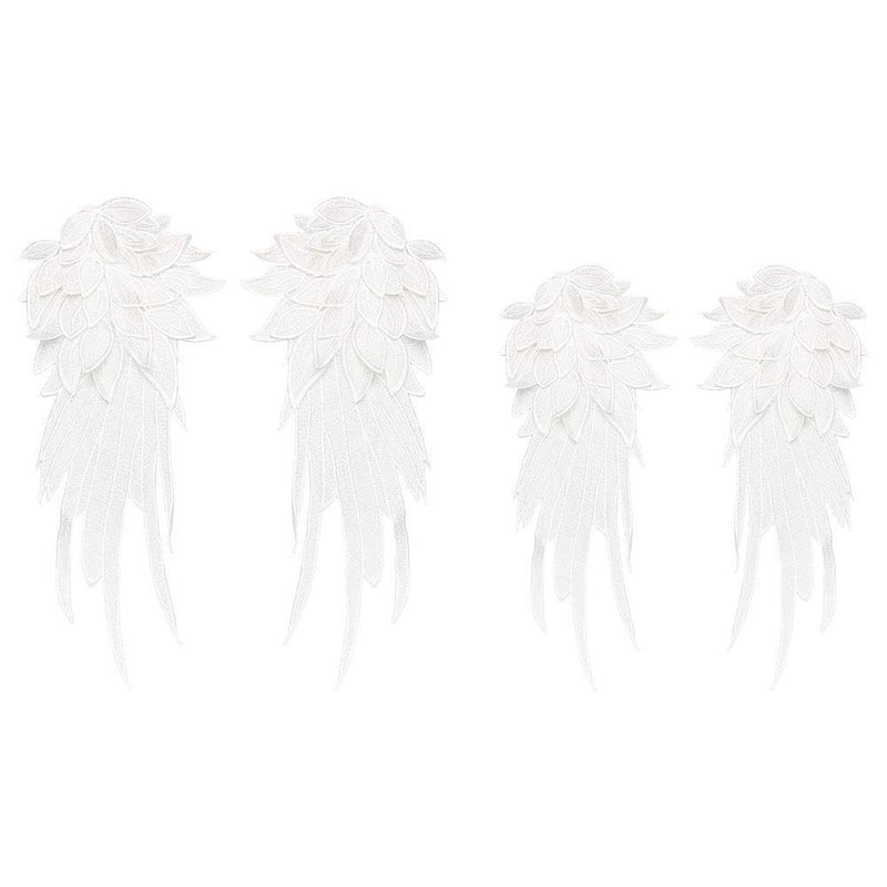 DIY Crafts White Embroidery Sewing Flower Collar Patch Angel Wing Applique