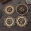 Wooden Wall Sign Flower Of Life Energy Mat Slice Wood Base Meditation Energy