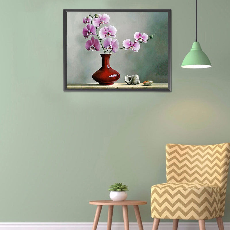 Phalaenopsis Oil Paint By Numbers Kits DIY Handpainted on Canvas Gift Unframed
