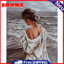 Frameless Oil Paint By Numbers DIY Girl Back Picture Craft Kit for Living Room