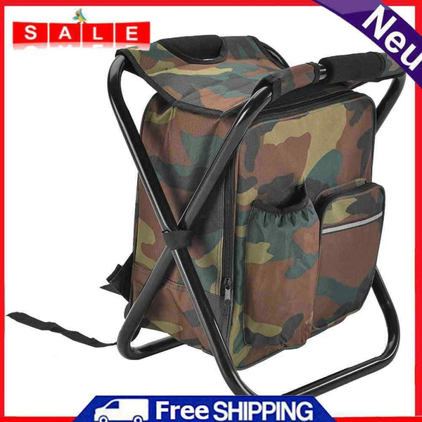 Outdoor Folding Camping Fishing Chair Backpack Hiking Seat Bag (Camouflage)