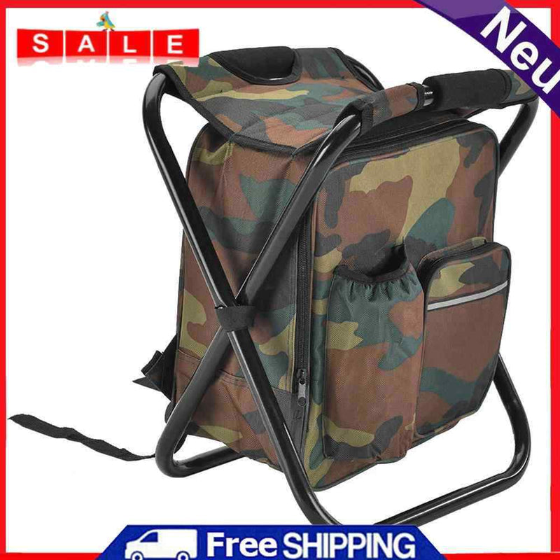 Outdoor Folding Camping Fishing Chair Backpack Hiking Seat Bag (Camouflage)