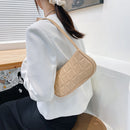 Retro Women Embossed Geometric PU Underarm Shoulder Bag Handbags (Khaki)