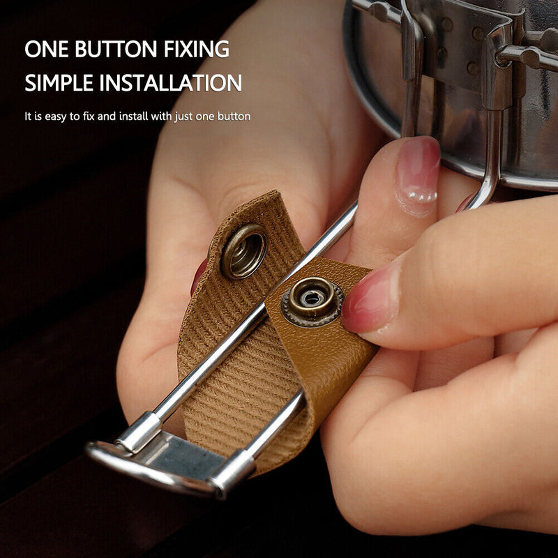 Leather Camping Bowl Gloves Triangular Buckle Handle Cover Cup Holder Sleeve