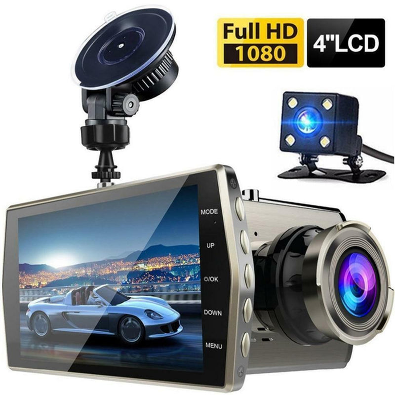 4" 1080P HD Dual Lens Car DVR Front and Rear Camera Dash Cams Video Recorders