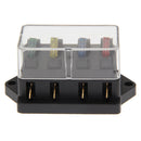 4 Way Circuit Standard Blade Disaster Box Block Holder 12V/24V + Fuse Newly