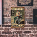 Old Man Riding Motorbike Metal Sign Plaque Wall Posters Decor for Home (B) Newly