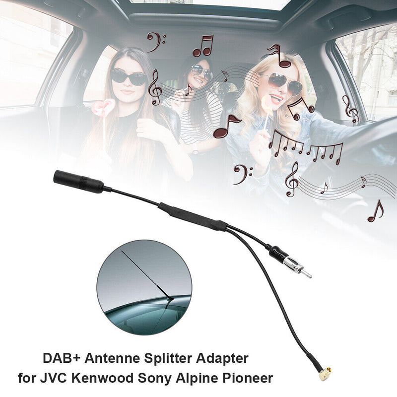 DAB + Antenna Splitter Adapter with Amplifier for Sony JVC Kenwood Car Radio