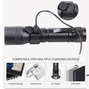 Waterproof Zoomable Torch Lamp USB Charging LED Glare Glashlight Cob Light