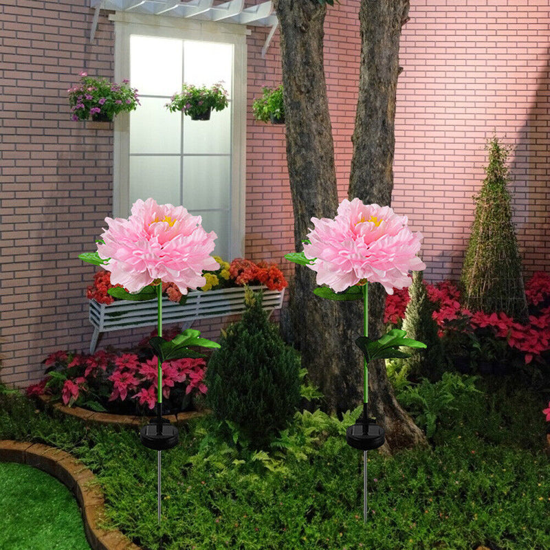#A Solar LED Peony Flower Light Waterproof Outdoor Patio Garden Lawn Path Yard L