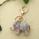 Popular Inlaid Color Cast Elephant Keychain Ladies Bag Pendant(White)