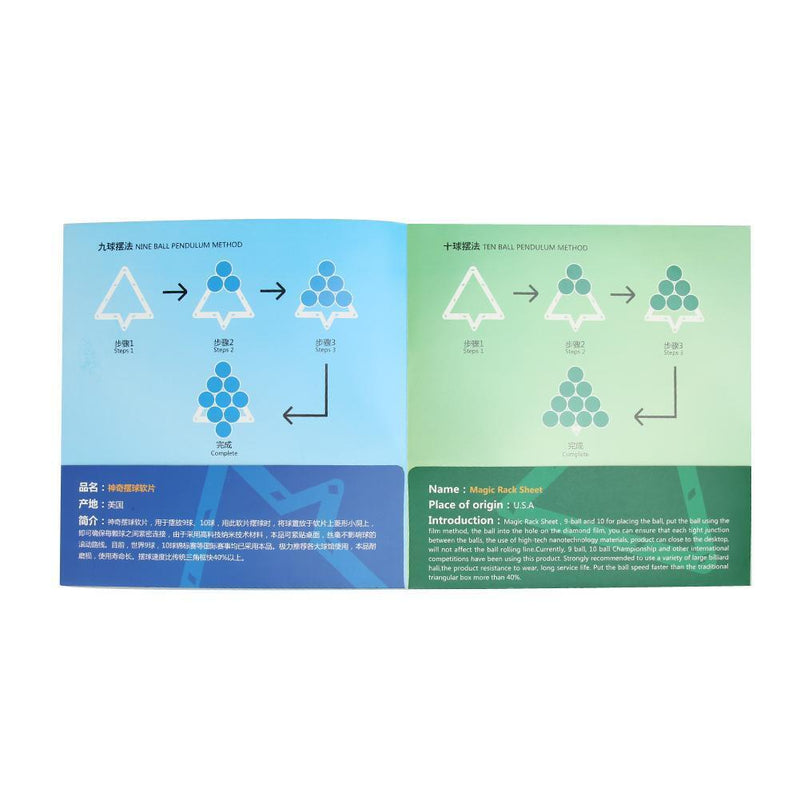 6pcs/Pack 9 Ball/10 Ball Billiard Triangle Magic Rack Sheet Fun Game Parts