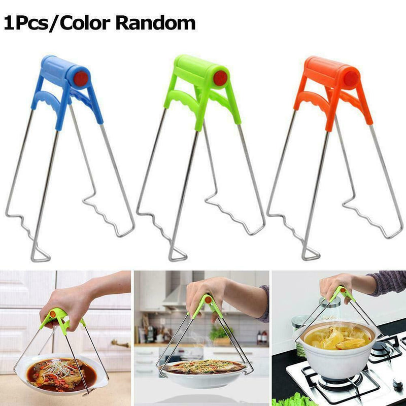 Steel Anti-scald Hot Bowl Clip Pot Dish Plate Tong Kitchen Gadgets U1Z9