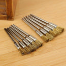 10pc Mini Wire Brush Brushes Brass Cup Wheel For Grinder Drill-3x5mms or L2L9