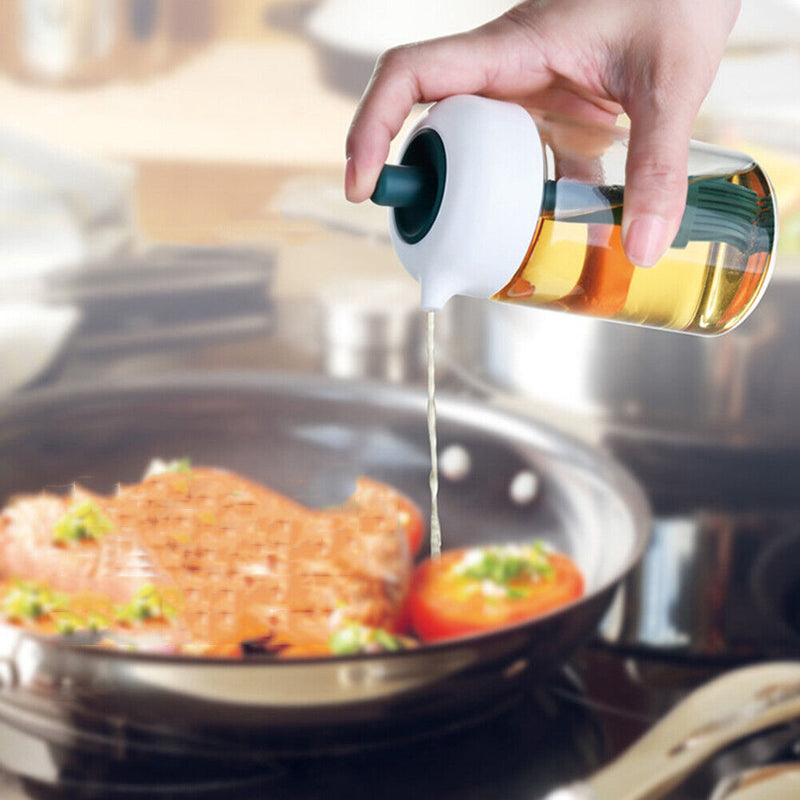 Oil Bottle with Brush Kitchen Oil Dispenser for BBQ Baking Cooking (Green)