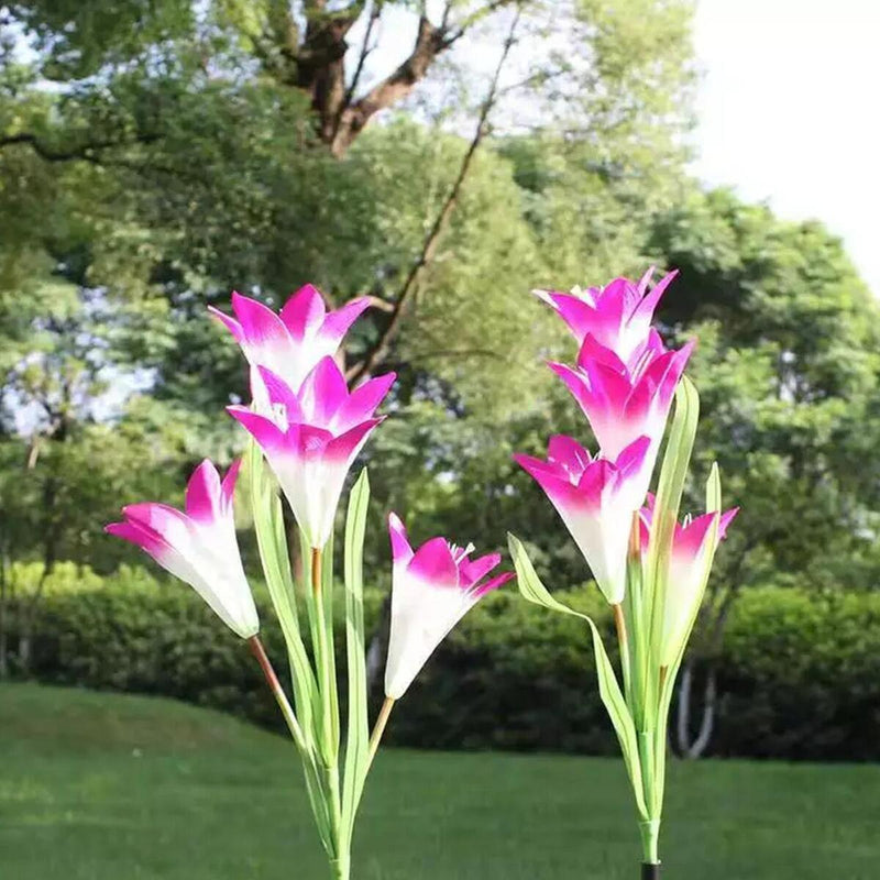 LED Solar Power Lily Flower Light Stake Lamp Garden Path Decoration/